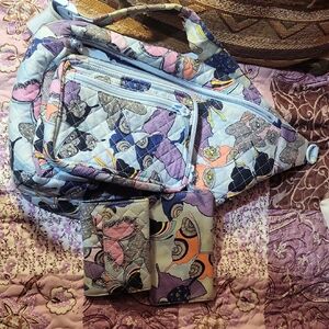 Vera Bradley Blue and Purple Floral Shoulder Bag Set